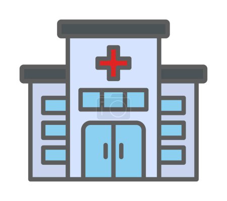 Téléchargez les illustrations : Icône de l'hôpital, illustration vectorielle design simple - en licence libre de droit
