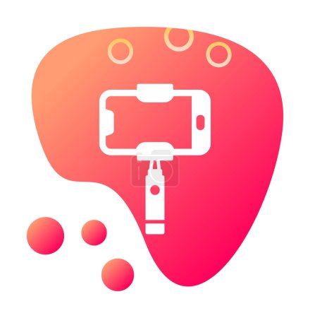 Téléchargez les illustrations : Selfie stick avec icône web smartphone, illustration vectorielle - en licence libre de droit