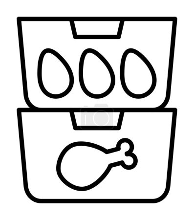 Téléchargez les illustrations : Illustration vectorielle d'icône de récipient alimentaire - en licence libre de droit