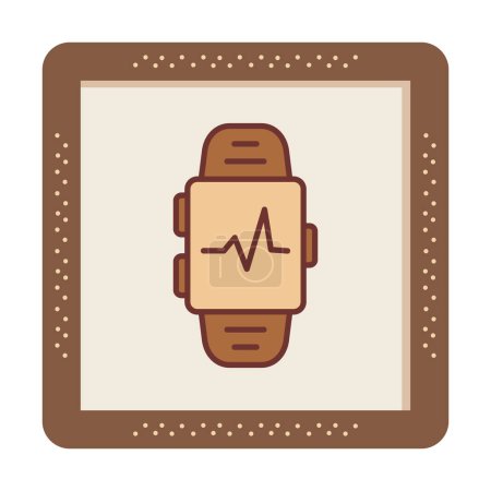 Téléchargez les illustrations : Smartwatch montrant l'icône de fréquence cardiaque. Concept d'application de fitness. Vecteur - en licence libre de droit
