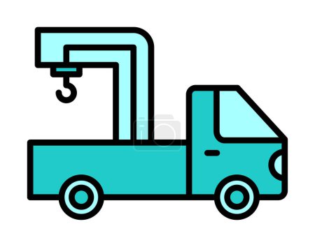 Téléchargez les illustrations : Icône de camion de grue, illustration vectorielle colorée - en licence libre de droit