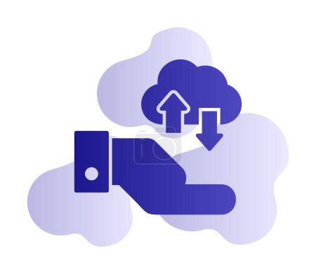Téléchargez les illustrations : Cloud Data Transfer icône de ligne de couleur - en licence libre de droit