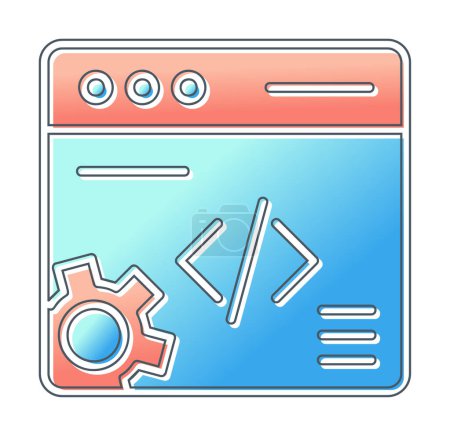Ilustración de Icono de desarrollo web en estilo plano. software y símbolos del sitio web - Imagen libre de derechos