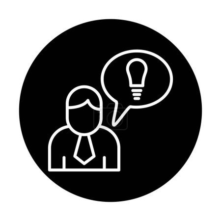 Téléchargez les illustrations : Homme d'affaires avec idée, icône ampoule illustration vectorielle - en licence libre de droit