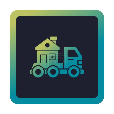 Téléchargez les illustrations : Maison camion livraison icône vecteur. Service de déménagement. Rentrez chez vous - en licence libre de droit