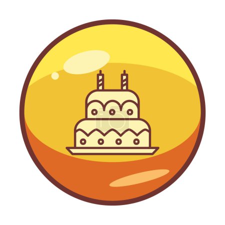 Téléchargez les illustrations : Gâteau d'anniversaire avec des bougies. illustration vectorielle icône web - en licence libre de droit