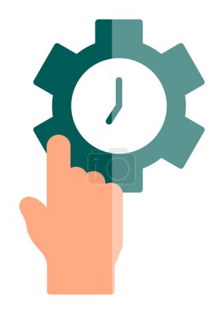Téléchargez les illustrations : Main avec horloge en forme de engrenage, concept de gestion du temps, illustration vectorielle - en licence libre de droit