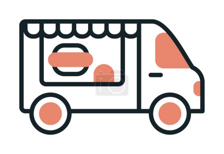 Téléchargez les illustrations : Food Truck illustration vectorielle sur fond blanc - en licence libre de droit