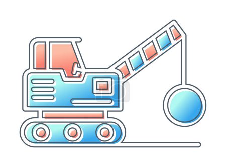 Illustration for Construction vehicle for the demolition of the building. flat vector illustration - Royalty Free Image