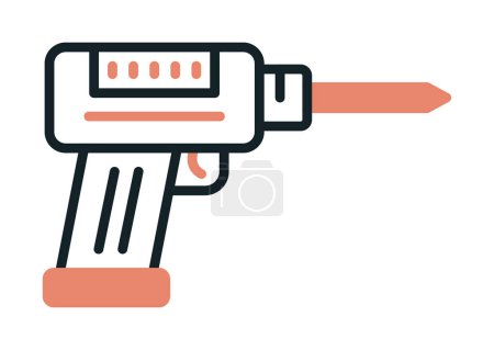 Illustration for Hand drill icon in flat design. Drill machine icon for handyman concept. Household instrument in cartoon design. Electric device for repairman. Vector illustration - Royalty Free Image
