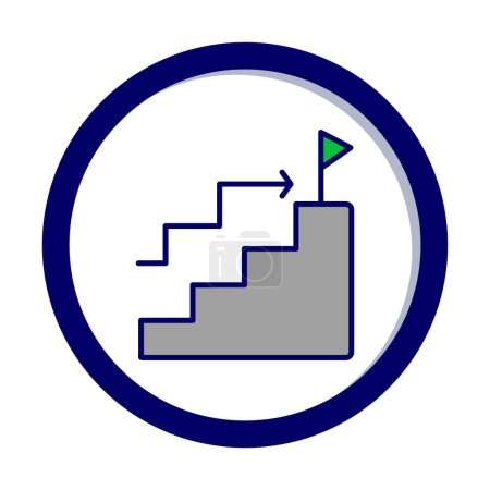 Téléchargez les illustrations : Icône vectorielle de succès d'objectif. Escaliers et symbole d'illustration drapeau. - en licence libre de droit