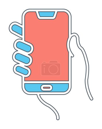 Ilustración de Mano sosteniendo el icono del teléfono móvil, vector de ilustración - Imagen libre de derechos