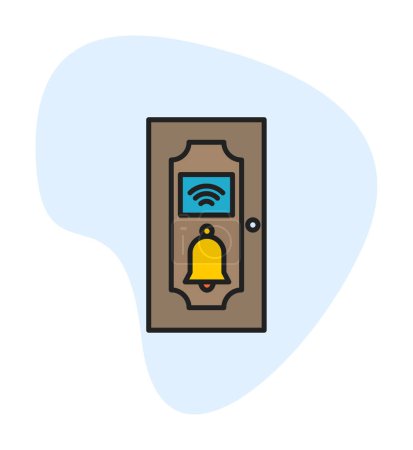 Téléchargez les illustrations : Porte icône Bell illustration vectorielle - en licence libre de droit