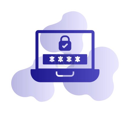 Illustration for Password on laptop screen. web icon simple illustration - Royalty Free Image