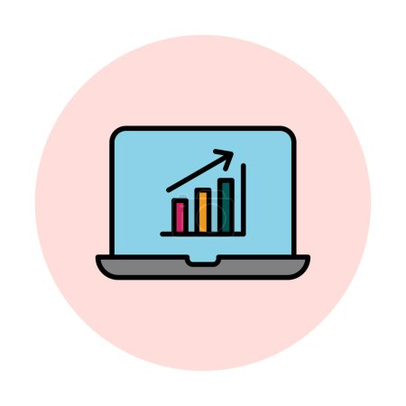 Illustration for Simple grow graph on laptop, vector illustration - Royalty Free Image
