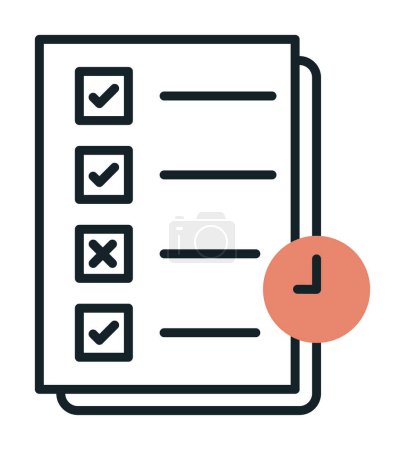 Ilustración de Icono lineal de planificación de tareas. Lista de verificación. Planner icono web, ilustración vectorial - Imagen libre de derechos