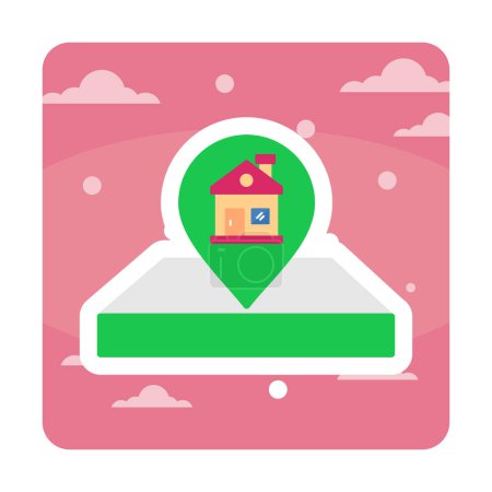 Illustration for House Location Pin. Home gps symbol, map pointer - Royalty Free Image