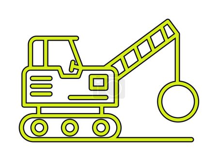 Ilustración de Vehículo de construcción para la demolición del edificio. ilustración vectorial plana - Imagen libre de derechos