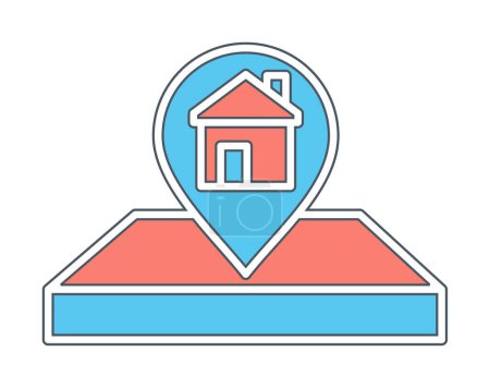 Ilustración de Casa Ubicación Pin. Inicio símbolo gps, mapa puntero - Imagen libre de derechos