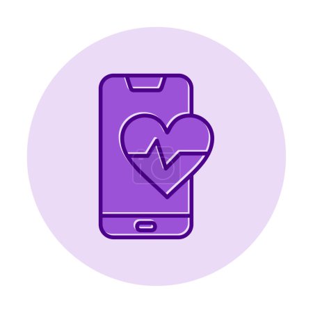 Illustration for Heart Rate symbol on smartphone screen, line style icon, vector design - Royalty Free Image