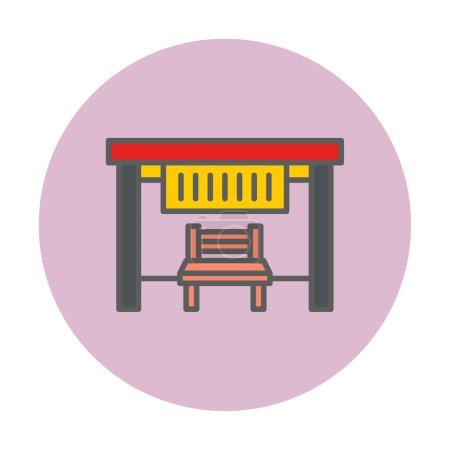 Téléchargez les illustrations : Bus Stop illustration vectorielle icône web - en licence libre de droit