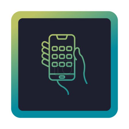 Hand hält Telefon mit Dial Screen Web-Symbol, Vektorillustration. Flache Vektor-Konzept-Illustration der männlichen Hand und Smartphone