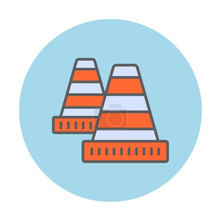 Téléchargez les illustrations : Icône de cône de trafic illustration vectorielle - en licence libre de droit