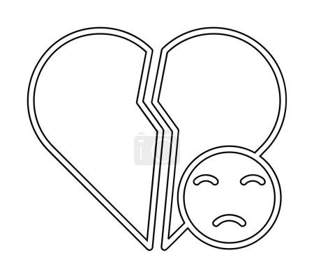 Illustration for Broken Heart and sad icon  illustration - Royalty Free Image