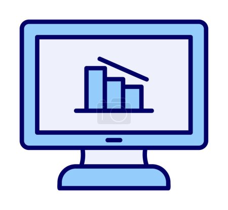 Illustration for Online Data Analytics vector icon line icon - Royalty Free Image