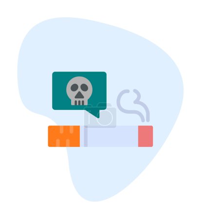 Ilustración de Cráneo plano con icono de cigarrillo. ilustración vectorial - Imagen libre de derechos