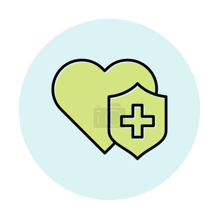 Téléchargez les illustrations : Coeur avec icône en croix, illustration vectorielle. Concept de soins de santé - en licence libre de droit