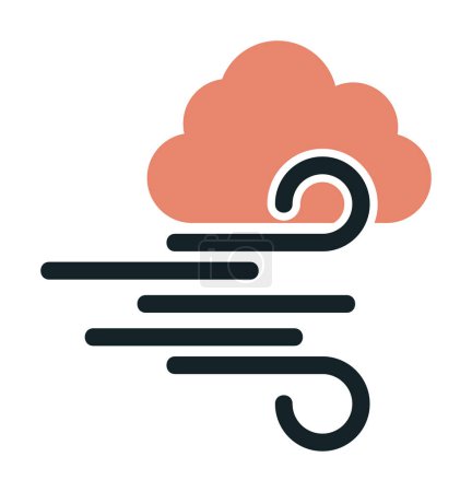 Téléchargez les illustrations : Icône de vent nuageux, illustration vectorielle - en licence libre de droit