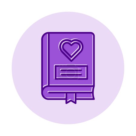 Téléchargez les illustrations : Romance Livre avec icône de coeur, illustration vectorielle - en licence libre de droit