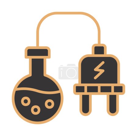 Illustration for Lab flask with electric plug, vector illustration simple design - Royalty Free Image