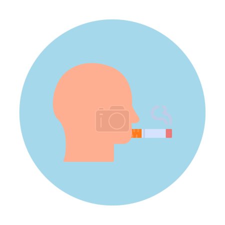 Téléchargez les illustrations : Profil de l'homme fumeur avec icône de cigarette, illustration vectorielle - en licence libre de droit