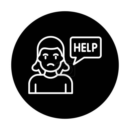 Téléchargez les illustrations : Femme triste avec aide bulle de parole icône, illustration vectorielle - en licence libre de droit
