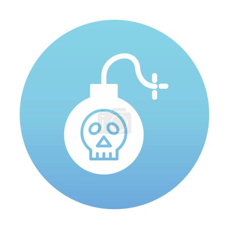 icono de bomba con ilustración de vector de cráneo