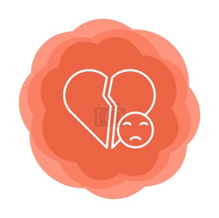 Broken Heart and sad icon  illustration
