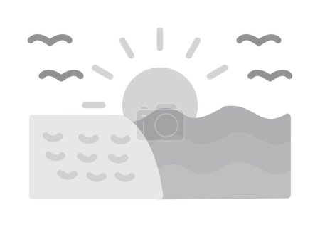 Illustration for Sunrise at the sea web icon, vector illustration - Royalty Free Image
