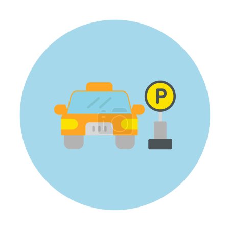 Téléchargez les illustrations : Car near parking sign icon in circle vector illustration - en licence libre de droit