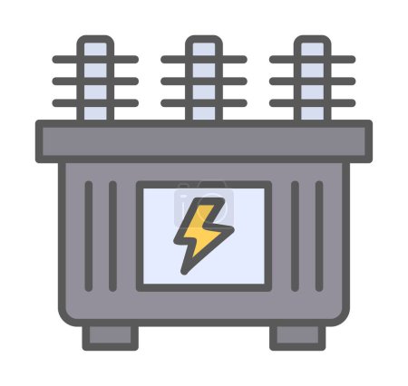 Téléchargez les illustrations : Illustration vectorielle d'icône d'alimentation de batterie. Transformateur - en licence libre de droit