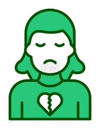 Illustration for Female character with Broken heart and a sad face - Royalty Free Image