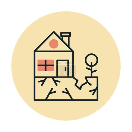 Téléchargez les illustrations : Maison et plante après l'icône du tremblement de terre. illustration vectorielle - en licence libre de droit