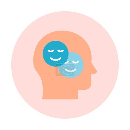 Téléchargez les illustrations : Tête humaine avec des émoticônes souriants, illustration vectorielle - en licence libre de droit