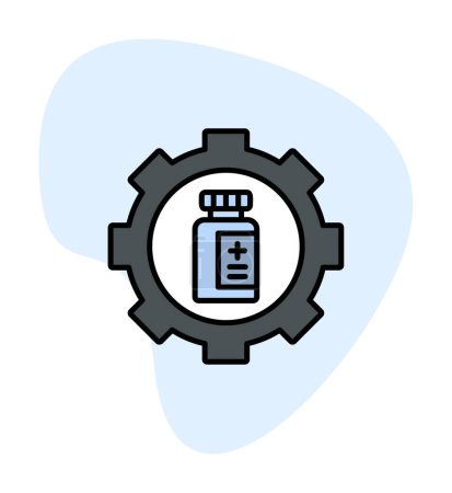 Téléchargez les illustrations : Icône de bouteille de médecine, illustration vectorielle design simple - en licence libre de droit