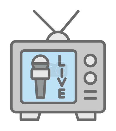 Ilustración de Micrófono con icono web de transmisión en vivo, ilustración vectorial - Imagen libre de derechos