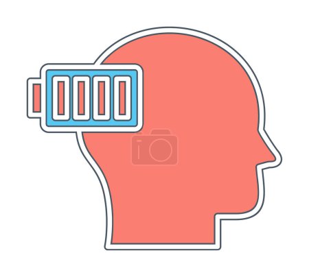Illustration for Vector illustration of head battery icon - Royalty Free Image