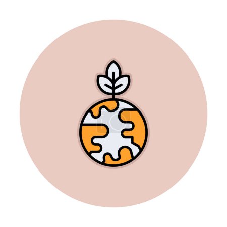 Ilustración de Globo terráqueo con icono de árbol, sostenibilidad ecológica del concepto de planeta, ilustración vectorial - Imagen libre de derechos