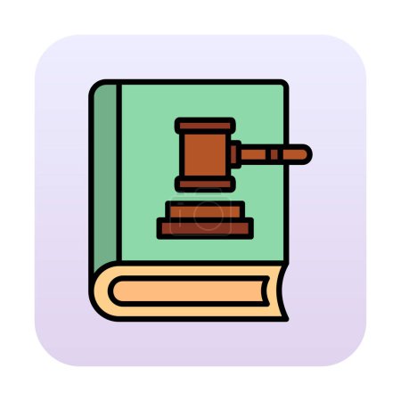 Téléchargez les illustrations : Livre de loi et marteau. icône web illustration simple - en licence libre de droit