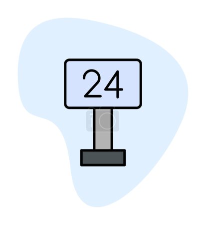 Téléchargez les illustrations : Illustration vectorielle icône 24 heures - en licence libre de droit